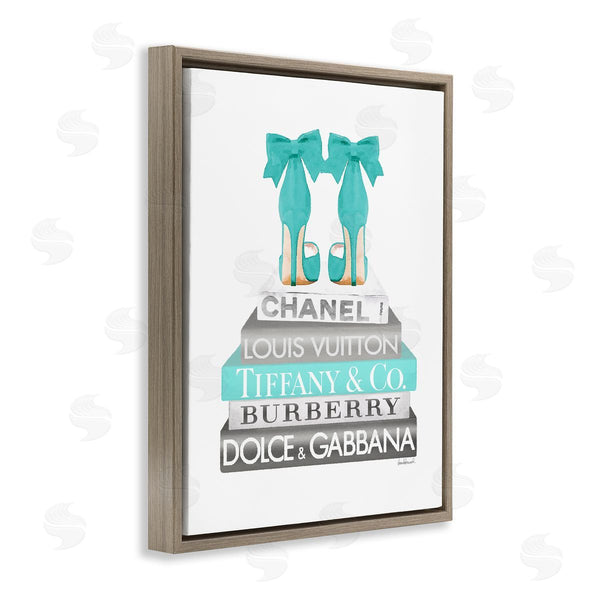 Stupell Industries Amanda Greenwood | Turquoise Designer Heels On Modern Glam Bookstack Wall Art