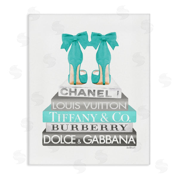 stupell industries Amanda Greenwood | Turquoise Designer Heels on Modern Glam Bookstack Wall Art