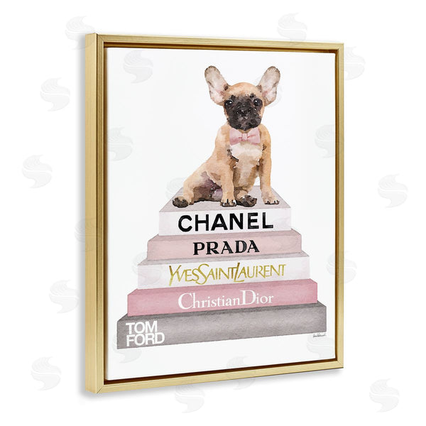 Stupell Industries Amanda Greenwood | Watercolor Bookstack French Bulldog