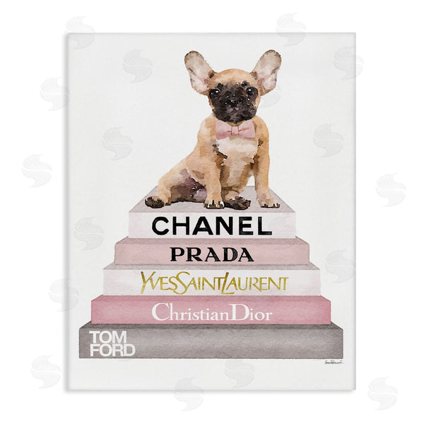 stupell industries Amanda Greenwood | Watercolor Bookstack French Bulldog
