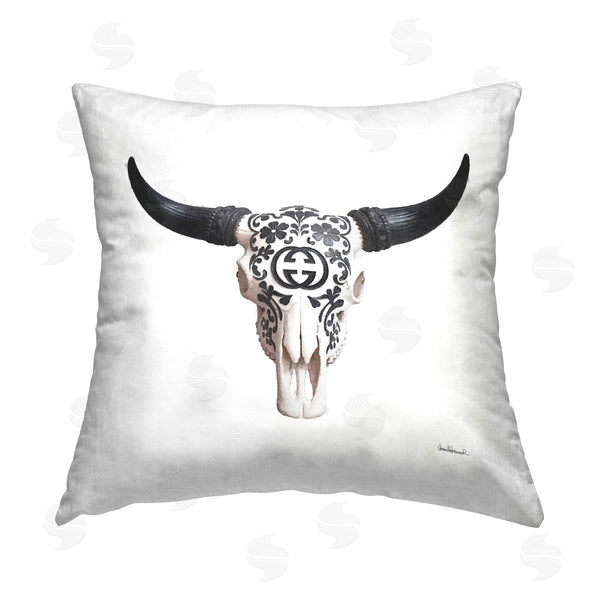 stupell industries Amanda Greenwood | Western Fashion Skull Printed Throw Pillow