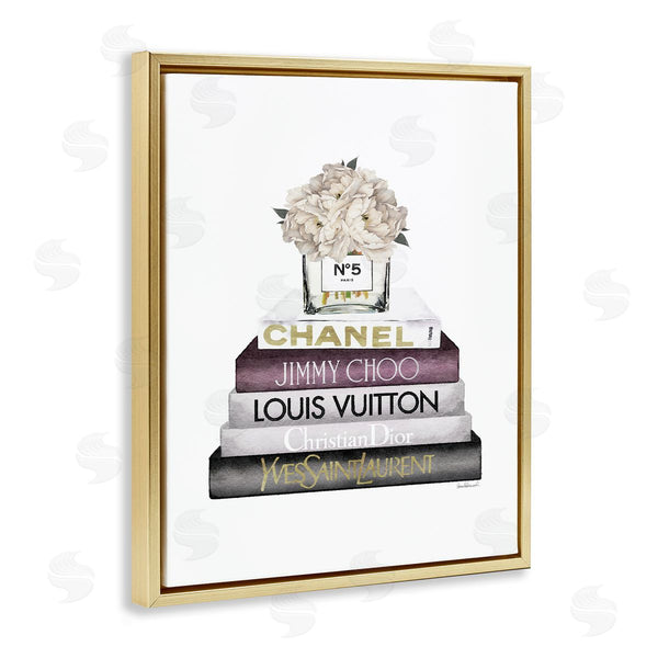 Stupell Industries Amanda Greenwood | White Flower Bookstack