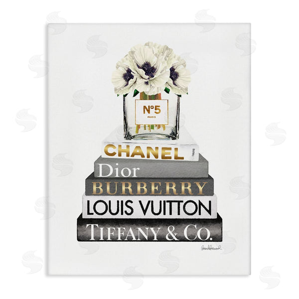 stupell industries Amanda Greenwood | White Poppies Grey Fashion Books