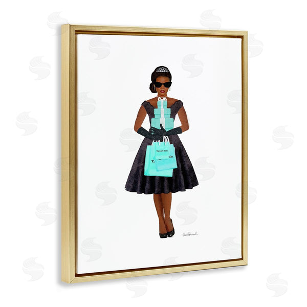 Stupell Industries Amanda Greenwood | Woman Shopping Blue Glam Fashion