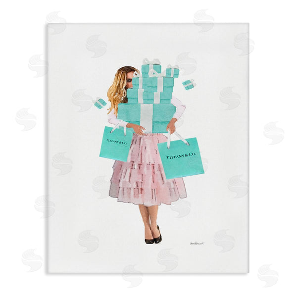 stupell industries Amanda Greenwood | Woman Shopping Blue Pink Glam