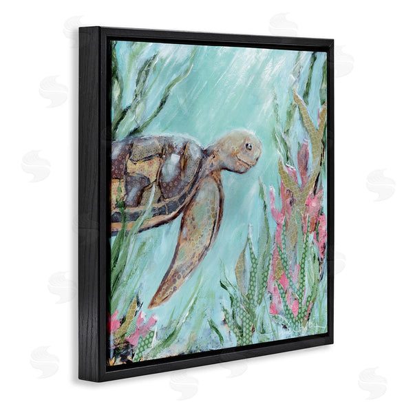 Stupell Industries Amanda Hilburn | Underwater Sea Turtle Swimming Coral Wall Art