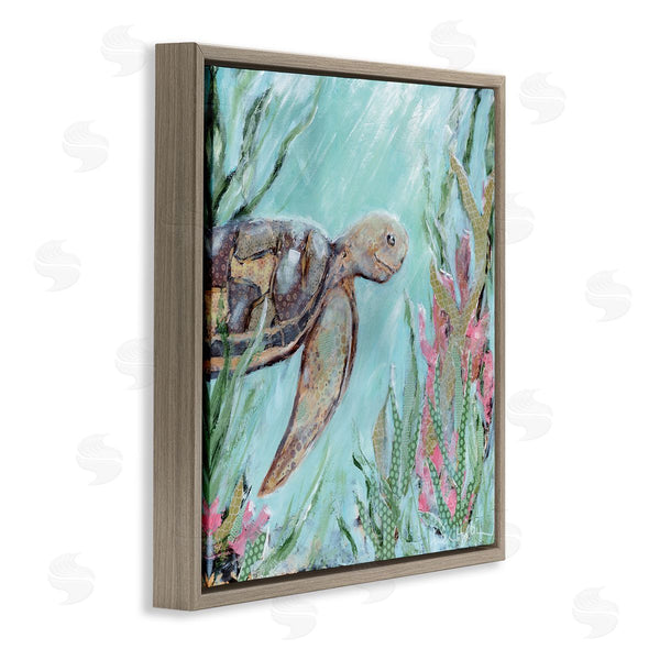 Stupell Industries Amanda Hilburn | Underwater Sea Turtle Swimming Coral Wall Art