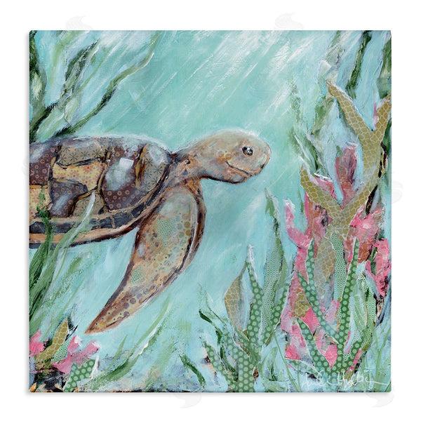 stupell industries Amanda Hilburn | Underwater Sea Turtle Swimming Coral Wall Art