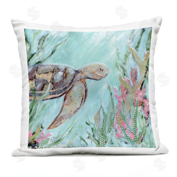 Stupell Industries Amanda Hillburn | Underwater Turtle Seaweed Swimming Printed Throw Pillow