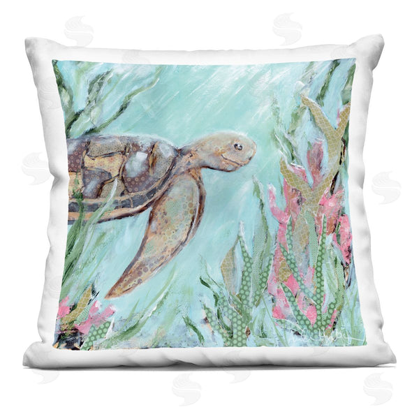stupell industries Amanda Hillburn | Underwater Turtle Seaweed Swimming Printed Throw Pillow