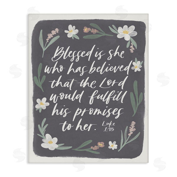 Stupell Industries Amanda Houston | Floral Religious Verse Calligraphy Script Botanical Border Wall Art