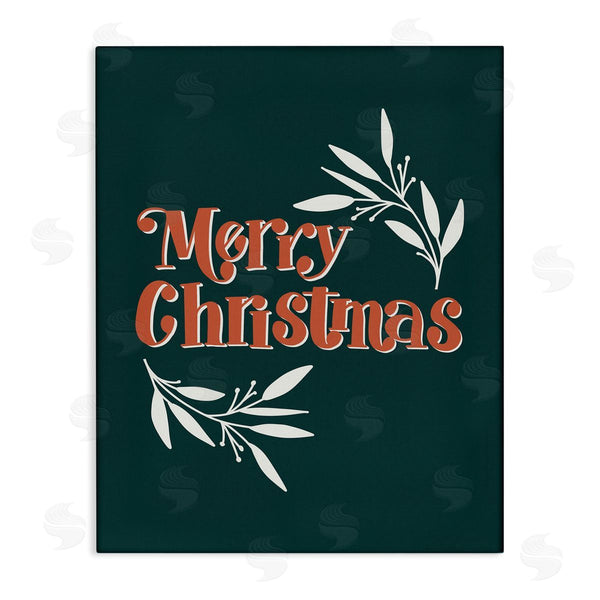 stupell industries Amanda Houston | Merry Christmas Phrase Festive Holiday Typography Plant Outline Wall Art