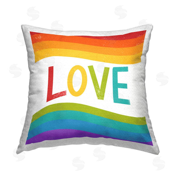 Stupell Industries Amanda Houston | Patterned Rainbow Love Stripes Printed Throw Pillow