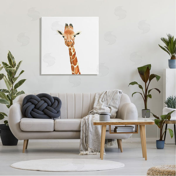 Stupell Industries Amanda Houston | Simple Smiling Giraffe Head Animal Portrait Wall Art