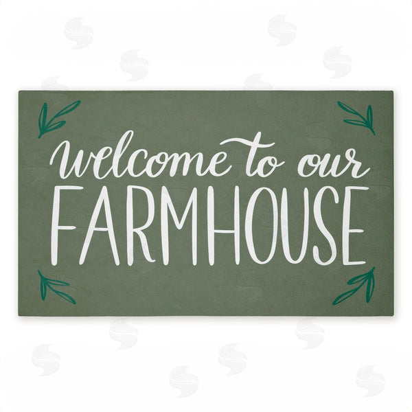 stupell industries Amanda McGee | Farmhouse Welcome with Sprigs Non-Woven Door Mat