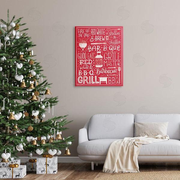 Stupell Industries Amanda McGee | Fire Up Grill Summer BBQ Phrases Red White Wall Art