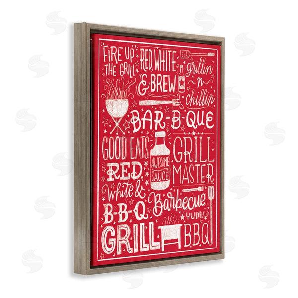 Stupell Industries Amanda McGee | Fire Up Grill Summer BBQ Phrases Red White Wall Art