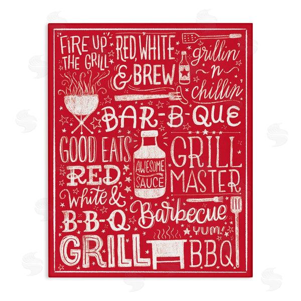 stupell industries Amanda McGee | Fire Up Grill Summer BBQ Phrases Red White Wall Art