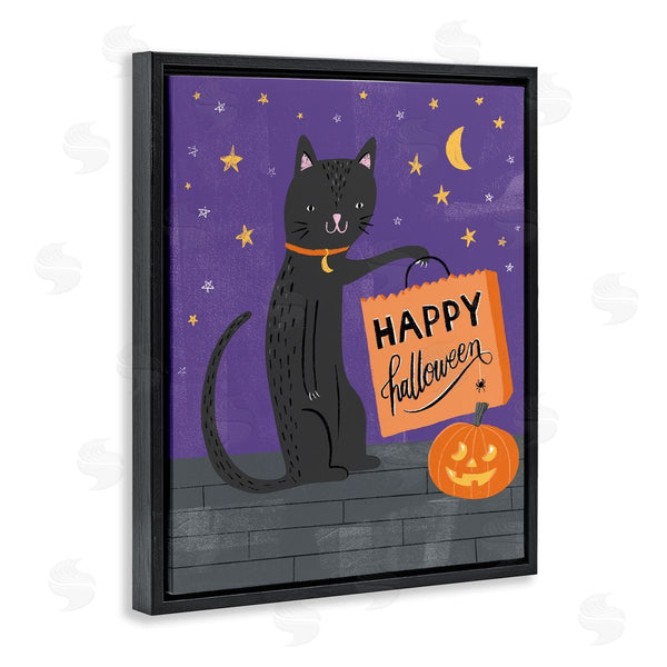 Stupell Industries Amanda McGee | Happy Halloween Black Cat Wall Art
