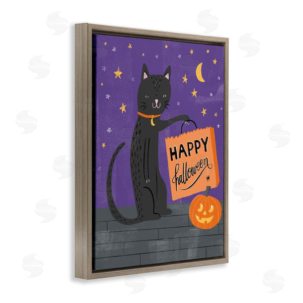 Stupell Industries Amanda McGee | Happy Halloween Black Cat Wall Art