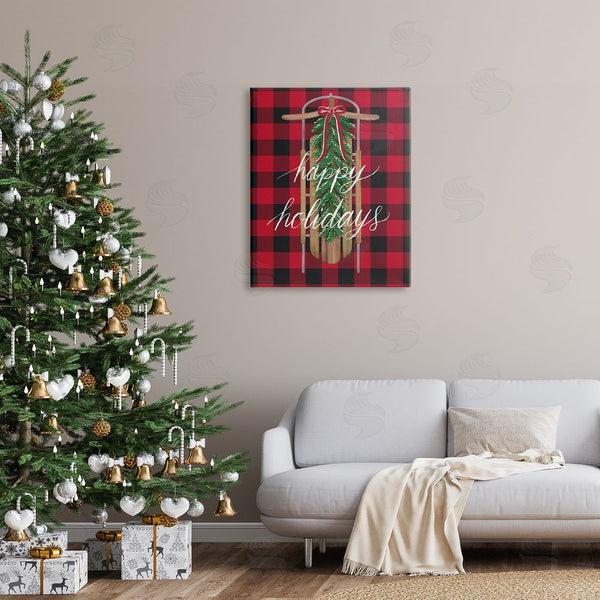 Stupell Industries Amanda McGee | Happy Holidays Tartan Sled Wall Art
