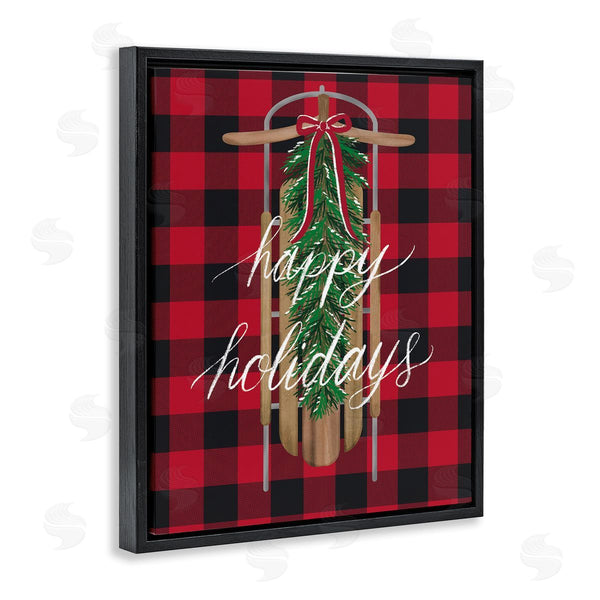 Stupell Industries Amanda McGee | Happy Holidays Tartan Sled Wall Art