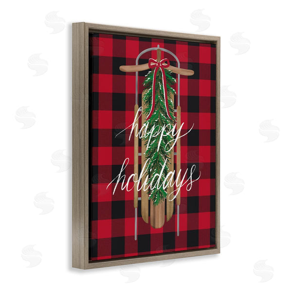 Stupell Industries Amanda McGee | Happy Holidays Tartan Sled Wall Art