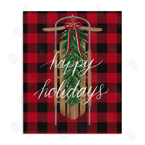 stupell industries Amanda McGee | Happy Holidays Tartan Sled Wall Art