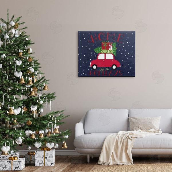 Stupell Industries Amanda McGee | Home For Holidays Sentiment Red Car Presents Snow Wall Art