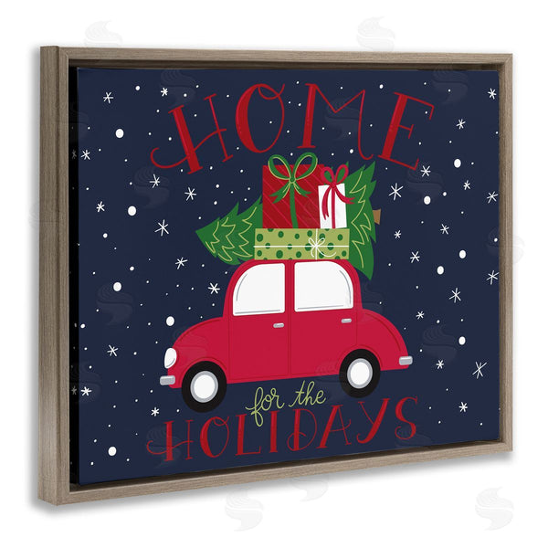 Stupell Industries Amanda McGee | Home For Holidays Sentiment Red Car Presents Snow Wall Art