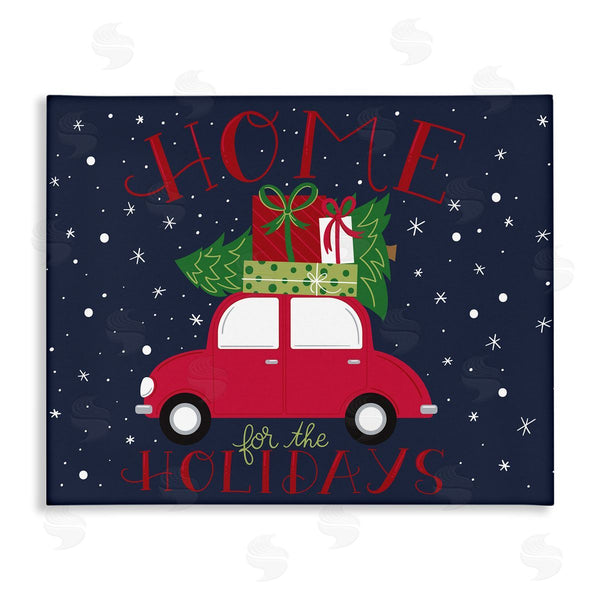 stupell industries Amanda McGee | Home for Holidays Sentiment Red Car Presents Snow Wall Art