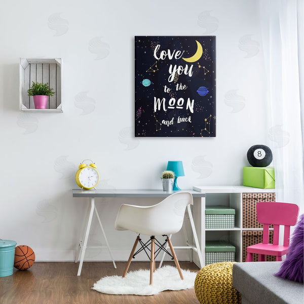 Stupell Industries Amanda Murray | Love To The Moon Motivational Phrase Outer Space Constellations Wall Art