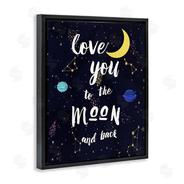 Stupell Industries Amanda Murray | Love To The Moon Motivational Phrase Outer Space Constellations Wall Art