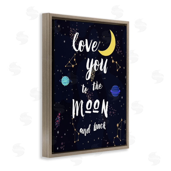 Stupell Industries Amanda Murray | Love To The Moon Motivational Phrase Outer Space Constellations Wall Art