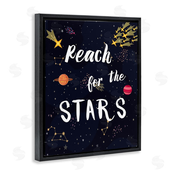 Stupell Industries Amanda Murray | Reach The Stars Motivational Phrase Outer Space Planets Wall Art