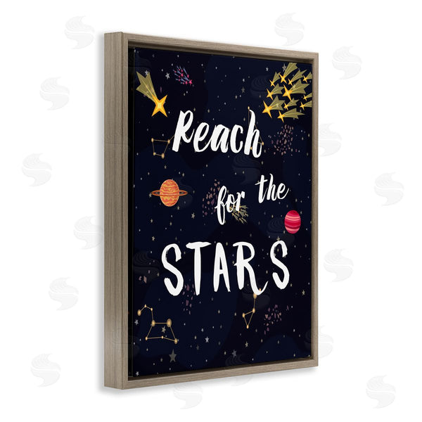 Stupell Industries Amanda Murray | Reach The Stars Motivational Phrase Outer Space Planets Wall Art