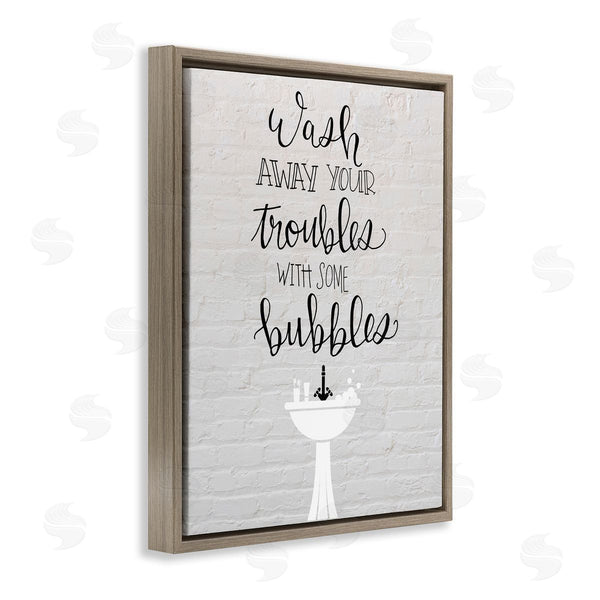 Stupell Industries Amanda Murray | Wash Troubles With Bubbles Inspirational Bathroom Sink Wall Art