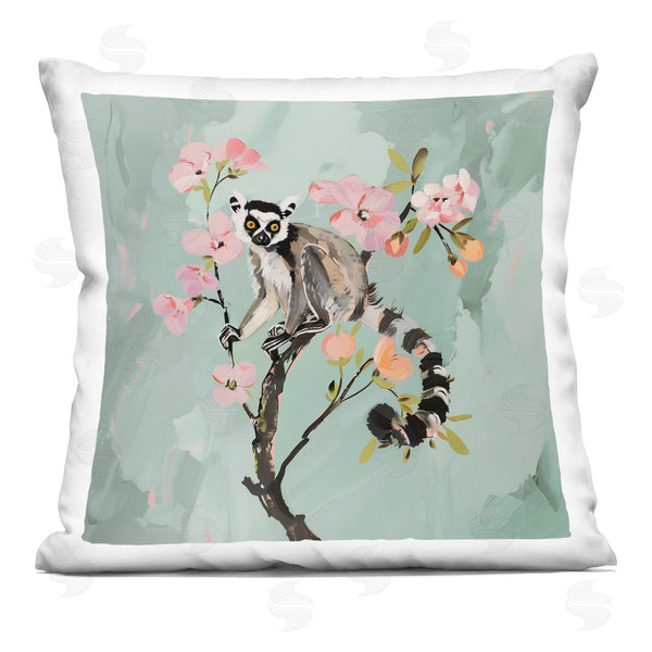 stupell industries Amanda Tsoukanelis | Lemur Perched on Spring Blooms Printed Throw Pillow