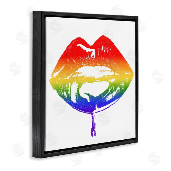 Stupell Industries Amaya | Rainbow Puckered Lips Retro Cosmetic Drip Kiss Wall Art