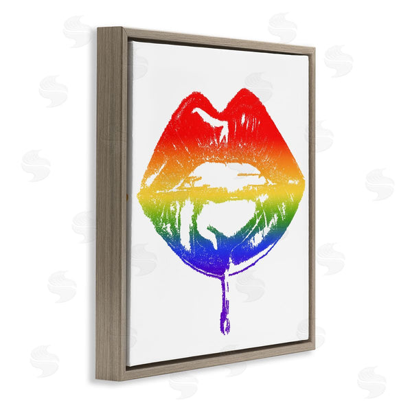 Stupell Industries Amaya | Rainbow Puckered Lips Retro Cosmetic Drip Kiss Wall Art