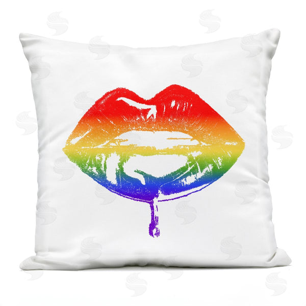 Stupell Industries Amaya | Retro Puckered Rainbow Lips Cosmetic Kiss Printed Throw Pillow