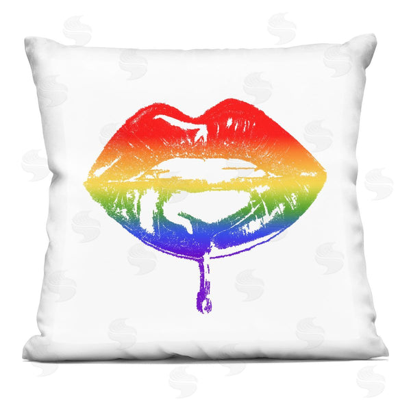stupell industries Amaya | Retro Puckered Rainbow Lips Cosmetic Kiss Printed Throw Pillow