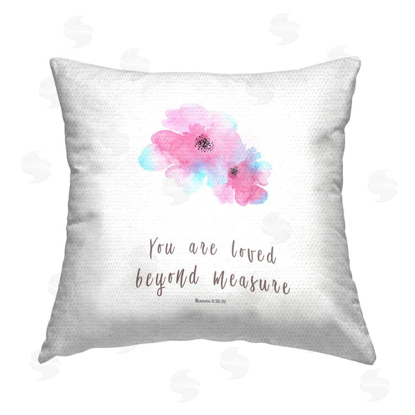 Stupell Industries Amber Clarkson | Loved Beyond Measure Proverb Printed Throw Pillow