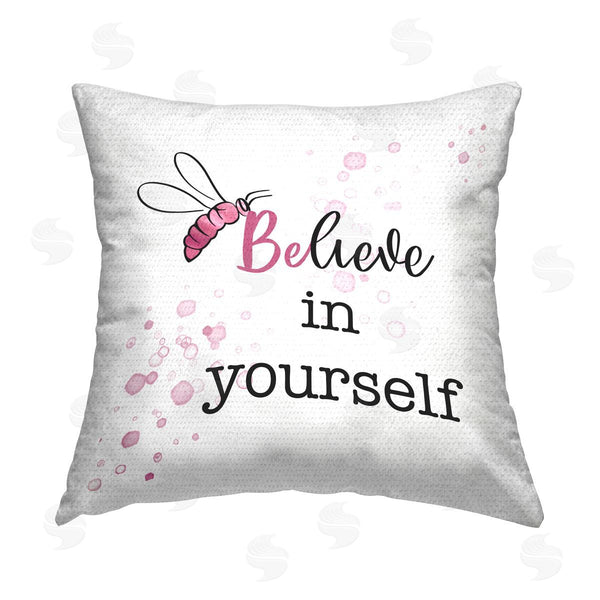 Stupell Industries Amber Clarkson | Pink Believe Bee Phrase Printed Throw Pillow