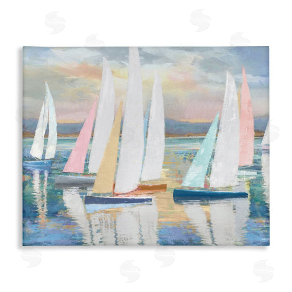 stupell industries Amber Sterling | Abstract & Pastel Sailboat Fleet