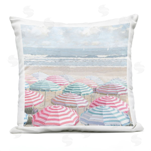 Stupell Industries Amber Sterling | Bright Beach Umbrellas Scene Printed Throw Pillow
