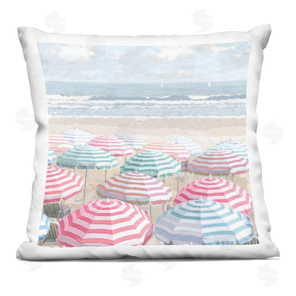 stupell industries Amber Sterling | Bright Beach Umbrellas Scene Printed Throw Pillow