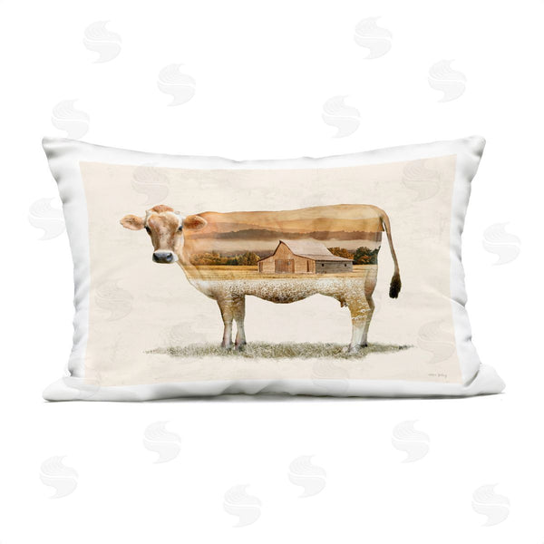 Stupell Industries Amber Sterling | Cow With Country Barn Landscape Printed Throw Pillow