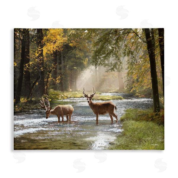 stupell industries Amber Sterling | Deer Grazing in Creek Wall Art