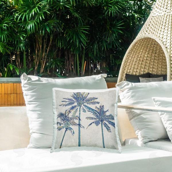 Stupell Industries Amber Sterling | Exotic Pop Blue Palms Printed Throw Pillow